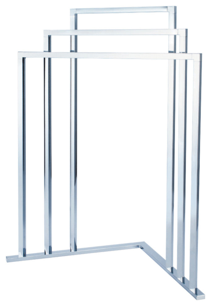 Kingston L Shape 3-Tier Steel Construction Corner Towel Rack, Polished Chrome