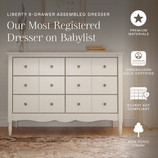 Liberty 6-Drawer Assembled Dresser, Warm White