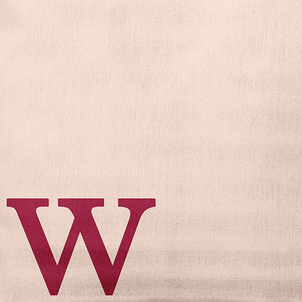 16"x16" Modern Monogram Decorative Throw Pillow, Cranberry