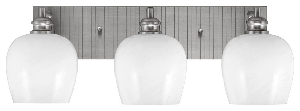 Edge 3-Light Bath Bar, Brushed Nickel Finish, 6" White Marble Glass