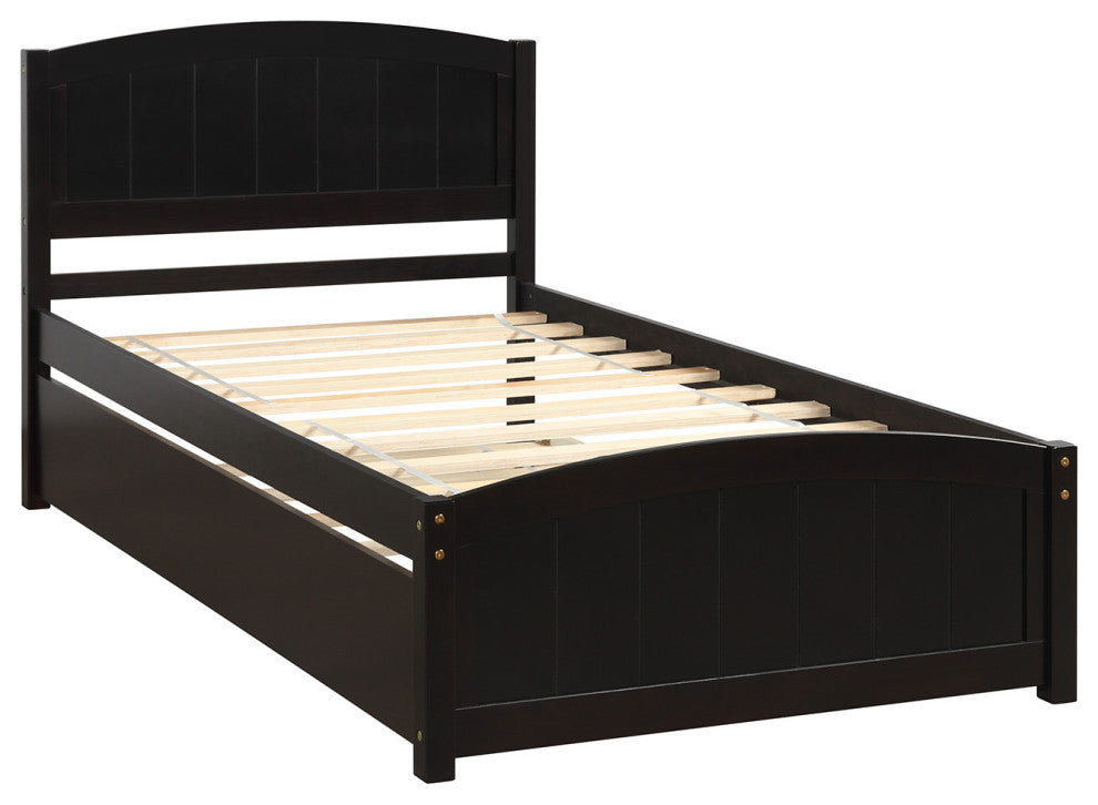 Gewnee Twin size Platform Bed with Trundle in Espresso