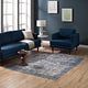 Blue Gray, Yellow and Orange Minu Distressed Floral Lattice 8x10 Area Rug