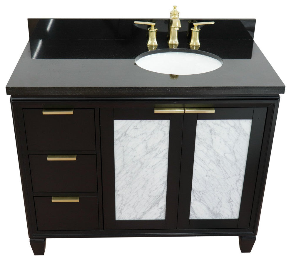 43" Single Vanity, Black Finish With Black Galaxy