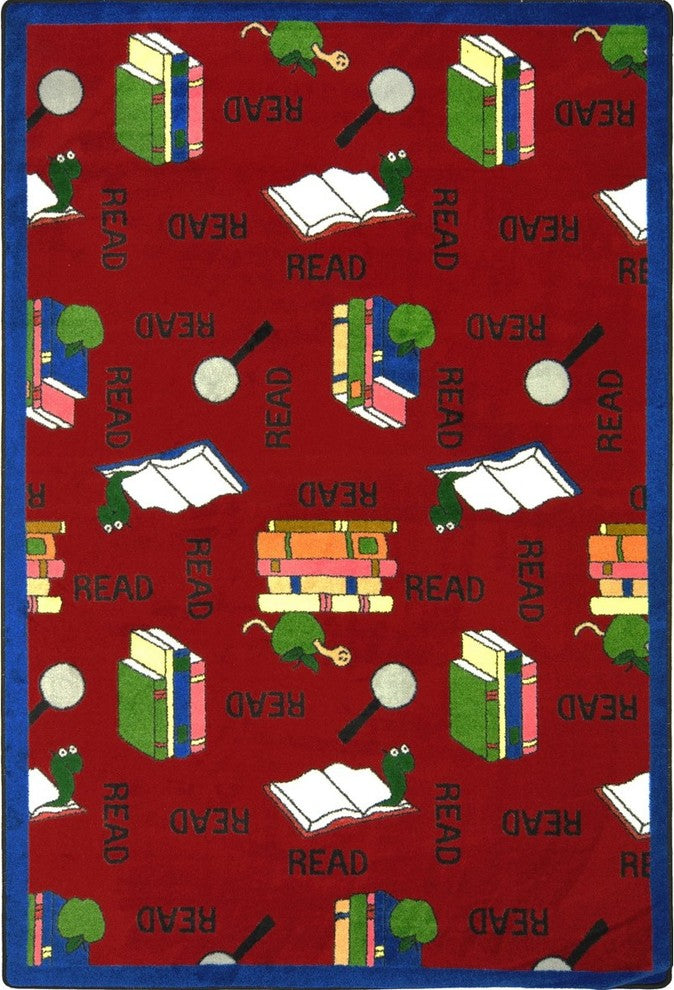 Kid Essentials Rug, Bookworm, 5'4"x7'8", Red