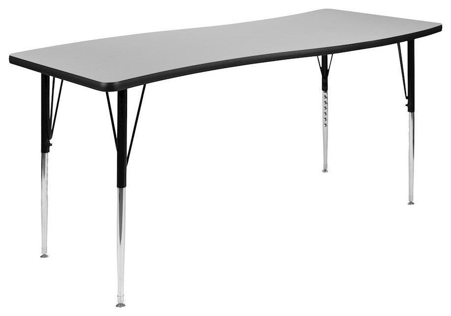 26"W x 60"L Rectangular Activity Table - Standard Height Adjustable Legs, Grey