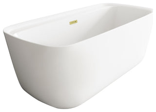 Charolette 67" Soaking Bathtub, Glossy White With Brushed Gold Trim