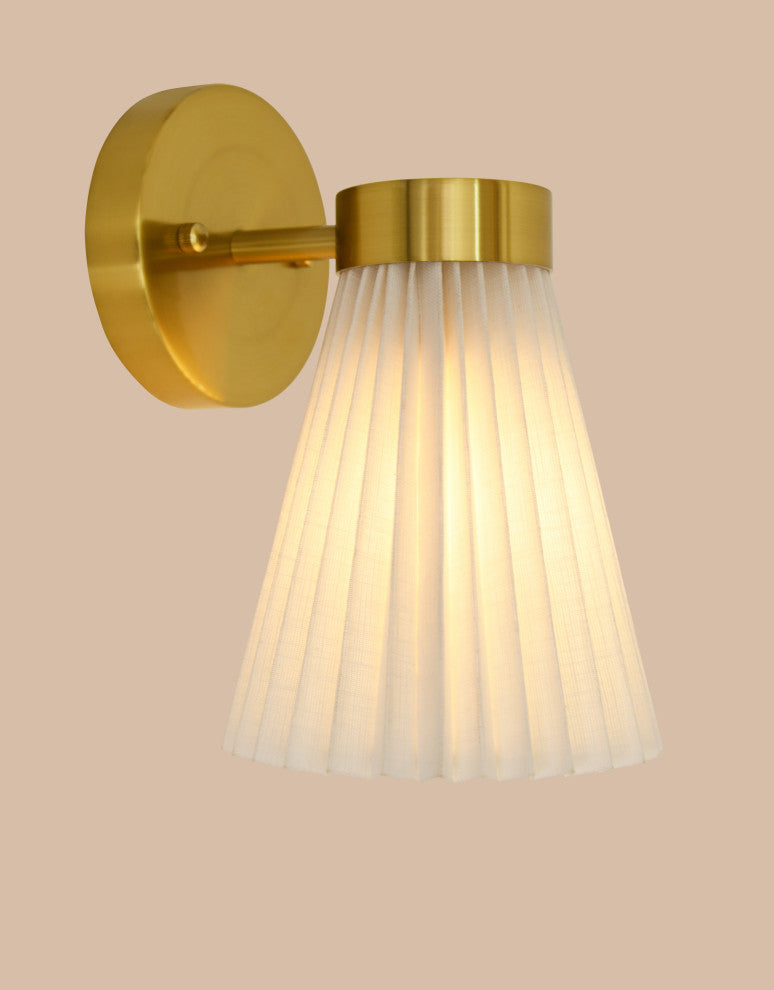 Beacon Lighting Amore Pleated Wall Bracket, Brass With White Linen Shade, 1 Light
