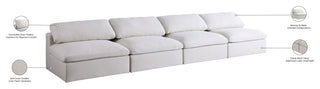 Serene Linen Textured Fabric Deluxe Comfort 4-Piece Modular Sofa, Cream