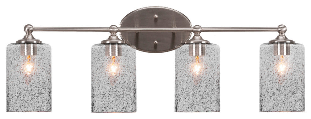Capri 4-Light Bath Bar, Brushed Nickel/Smoke Bubble