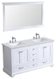 Dukes 60" White Double Square Sink Vanity with Quartz Top, With Faucet and Mirro