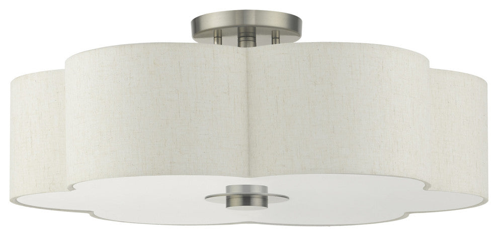 Brushed Nickel French Country, Floral, Transitional, Semi Flush