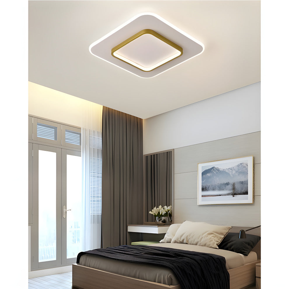 Enghien | Square LED Ceiling Light, Black, Dia9.4xh3.1"