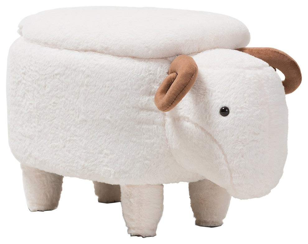 Pecora Contemporary Wool Upholstered Sheep Storage Ottoman