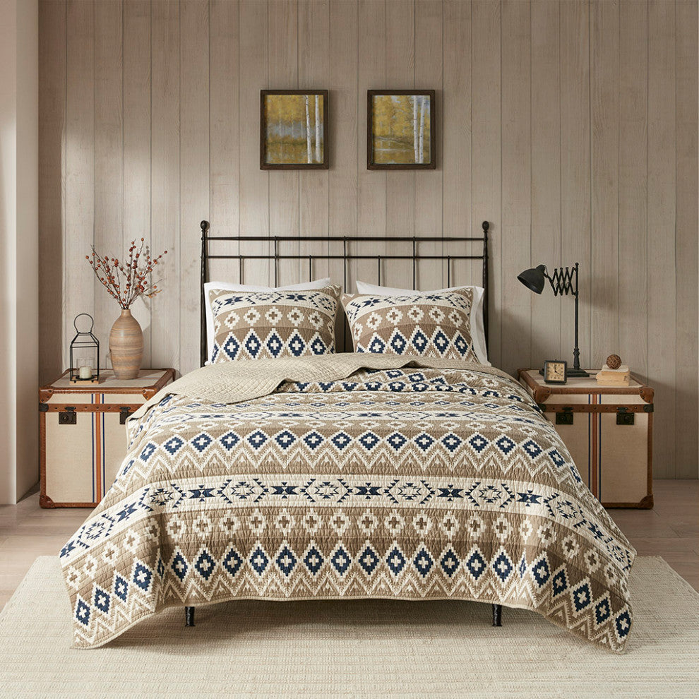Woolrich Montana Printed Cotton Oversized Quilt Mini Set, Tan
