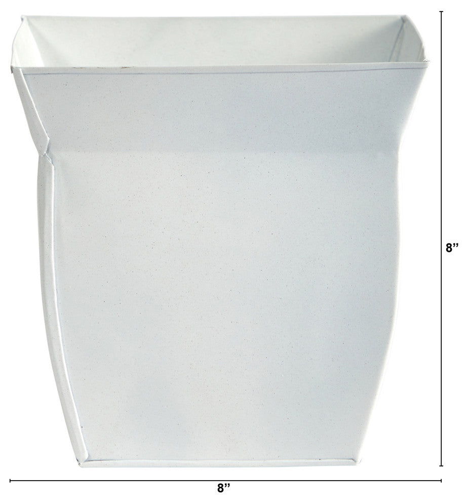 8" Fluted Metal Square Planter