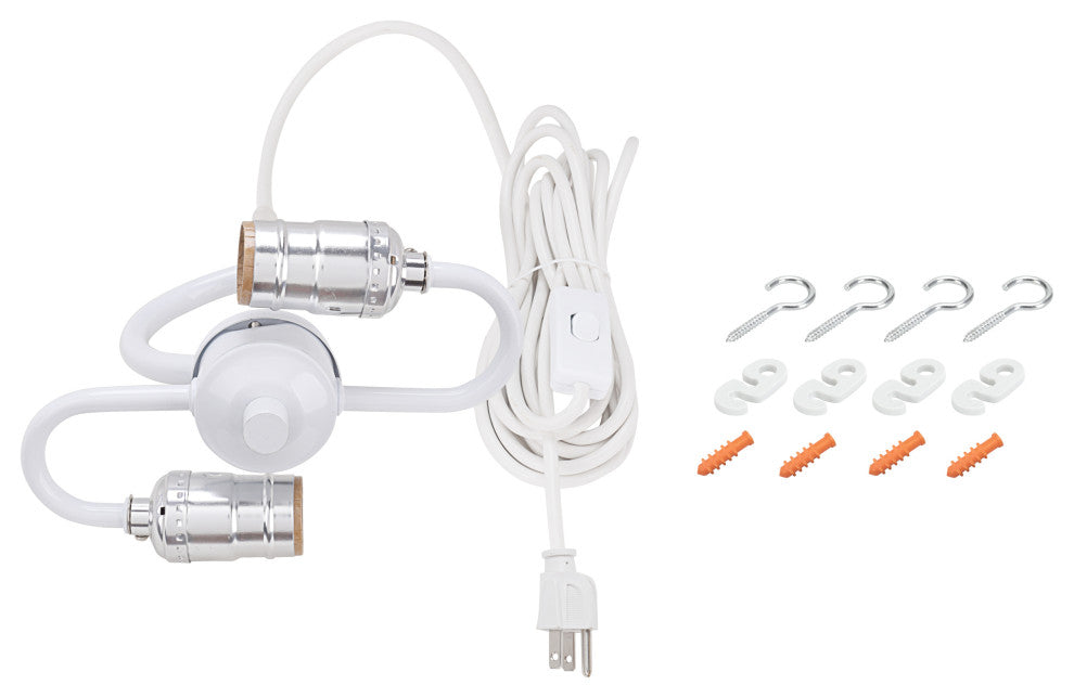 Aspen Creative 71163-21, 2-Light Plug-In Swag Light Conversion Kit, White