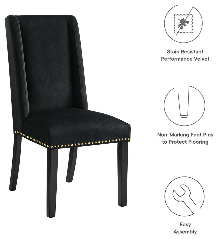 Dining Chair, Nailhead, Set of 2, Black, Velvet, Modern, Bistro Hospitality