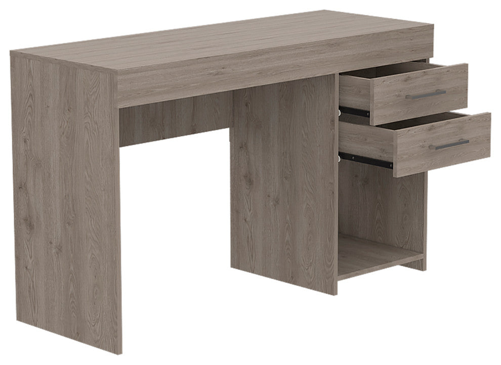 Maui 2 Drawers Computer Desk, Light Gray