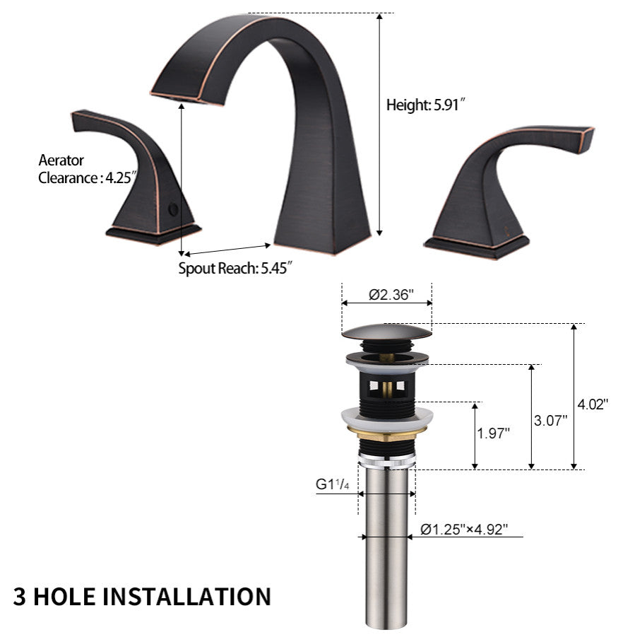 8" Brass Widespread Bathroom Sink Faucet, Oil Rubbed Bronze