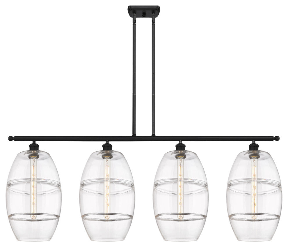 Ballston-Vaz 4-Light 49" Stem Island Light, Matte Black, Clear