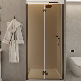 ExBrite Frameless Bifold Shower Door, Brown Glass, 36"x72"