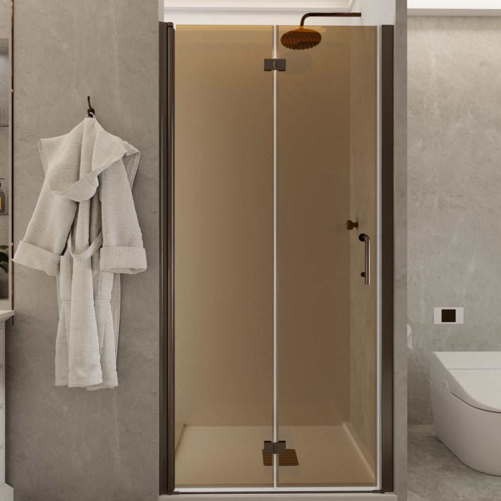 ExBrite Frameless Bifold Shower Door, Brown Glass, 36"x72"