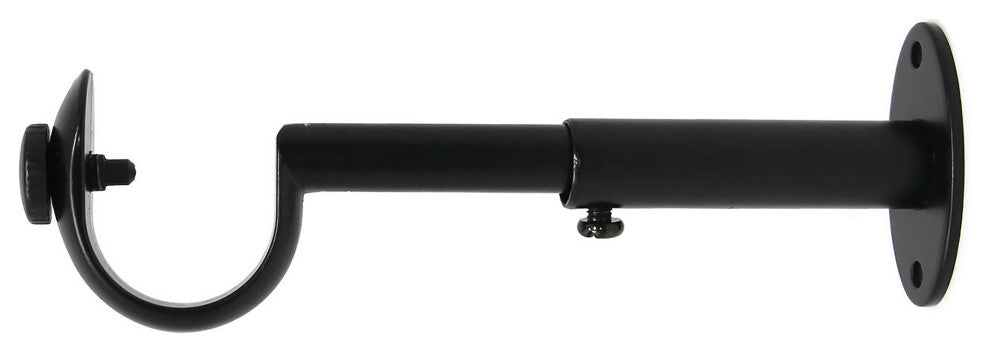 Adjustable Curtain Rod Bracket, 1 1/8"-1 1/4", Black, Single