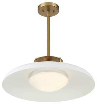 Gavin 1-Light Pendant, White With Warm Brass Accents