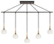 Bristol 5-Light Linear Pendant, Brass/Bronze, Clear Crystal Ball, Halogen G9