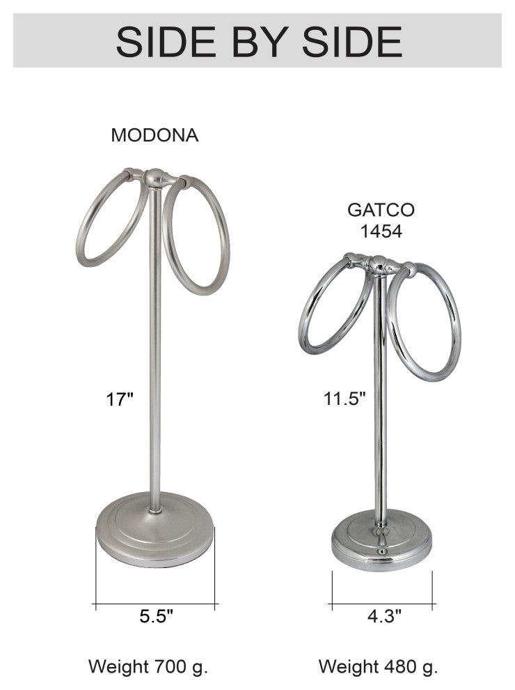 MODONA's 17" Counter Top Hand Towel Ring, Satin Nickel