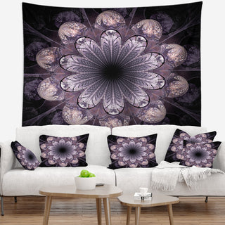 Dark Pink Fractal Flower Pattern Abstract Wall Tapestry, 39"x32"