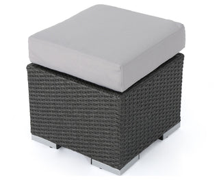 GDF Studio Tammy Rosa Outdoor 5 Seat Wicker Sectional Sofa Set, Gray/Silver