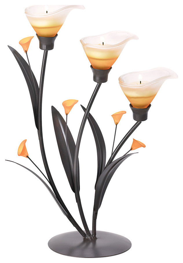 Amber Lilies Tealight Holder