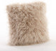 Mongolian Faux Fur Poly Filled Throw Pillow, Oatmeal, 18"x18"