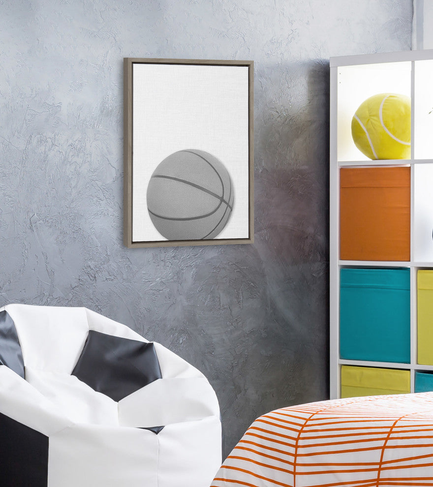 Sylvie Basketball Portrait Framed Canvas, Gray 18x24