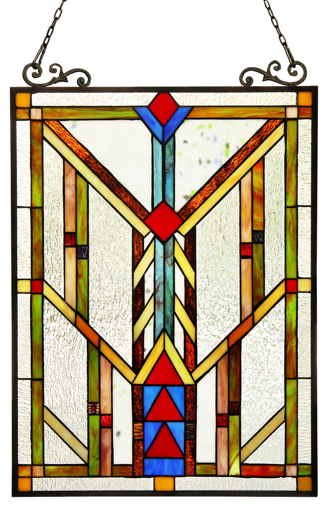 Vanderleck Tiffany-Glass Window Panel 17.5"x25"