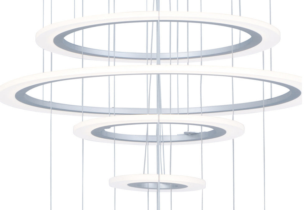 ET2 E22665-11 Saturn II 50" Tall 10 Ring LED Chandelier - Matte Silver