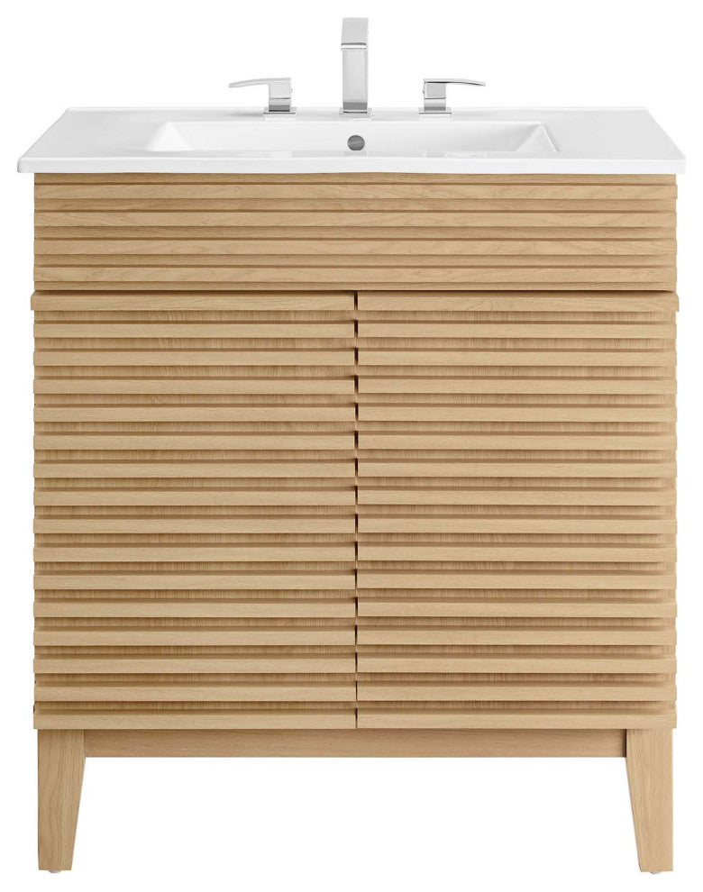 Render 30" Bathroom Vanity Cabinet, Oak White