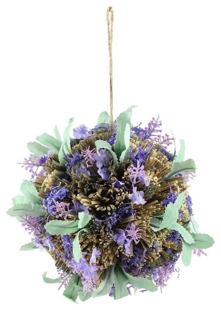 8" Hanging Purple Lavender With Greenery Inspired Foliage Ball