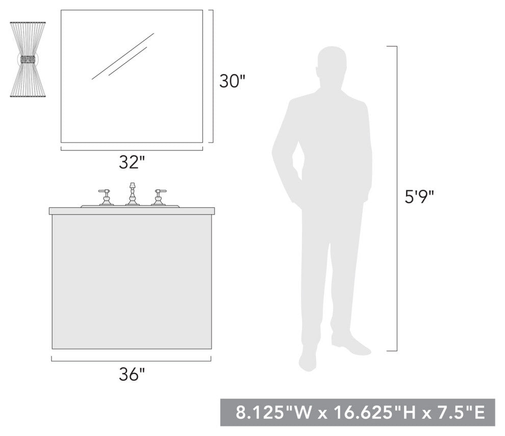 Avon 2-Light Wall Sconce, Brushed Champagne Bronze With Bleached White Raphia Rope Shade