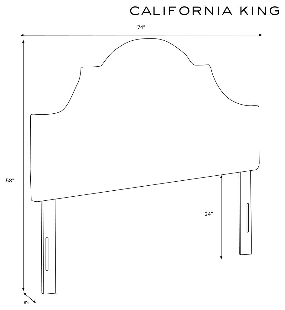 High Arched Headboard With Border, Velvet Ink, California King