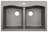 Swan 33x22x9.063 Granite Kitchen Sink, 1-Hole, Metallico