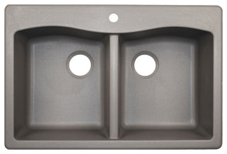 Swan 33x22x9.063 Granite Kitchen Sink, 1-Hole, Metallico
