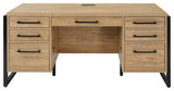 Modern Wood Laminate Double Pedestal Executive Desk, Writing Table, Light Brown