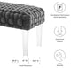 Ottoman Bench Gray, Velvet, Modern, Mid Century Hotel Lounge Cafe