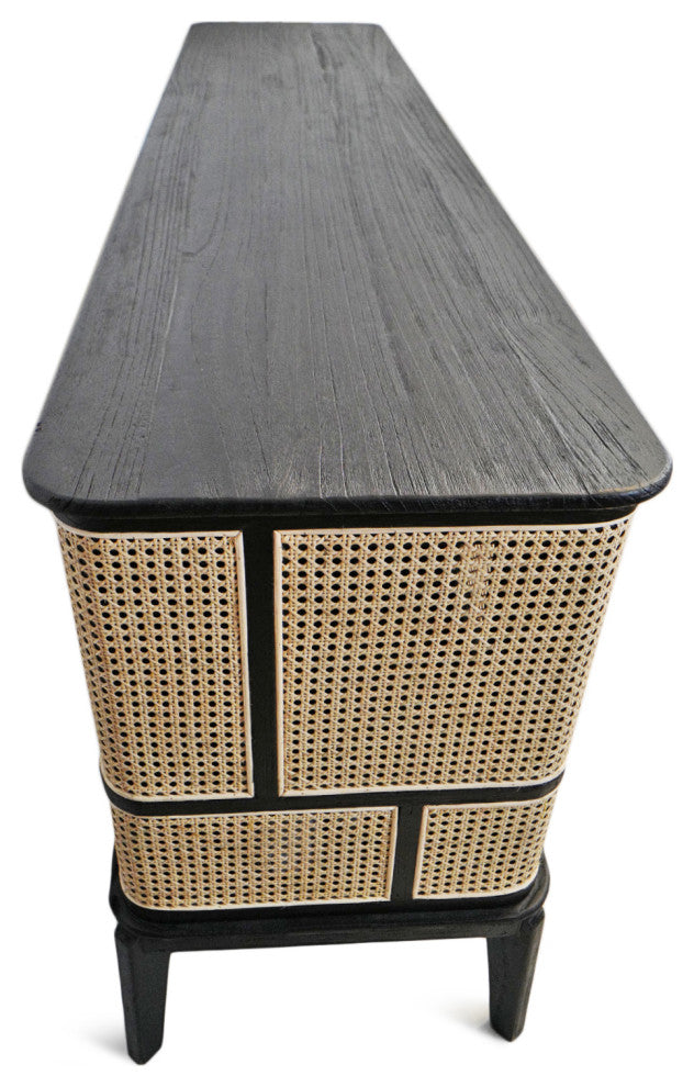 Deco Black and Cane Sideboard
