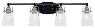Easton 4 Light Bath Bar, Matte Black & Brushed Nickel, 4.5" Square Clear Bubble