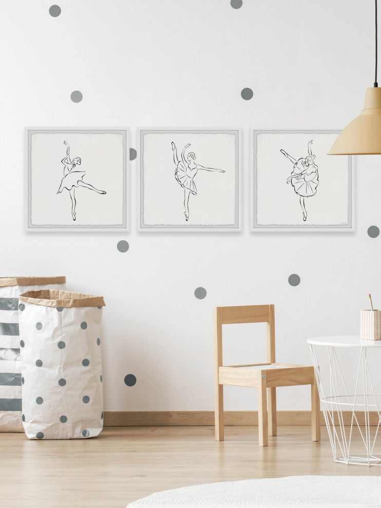 Basic Ballet Steps Triptych, 3-Piece Set, 12x12 Panels