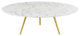 Lippa 47" Round Artificial Marble Coffee Table with Tripod Base Gold White