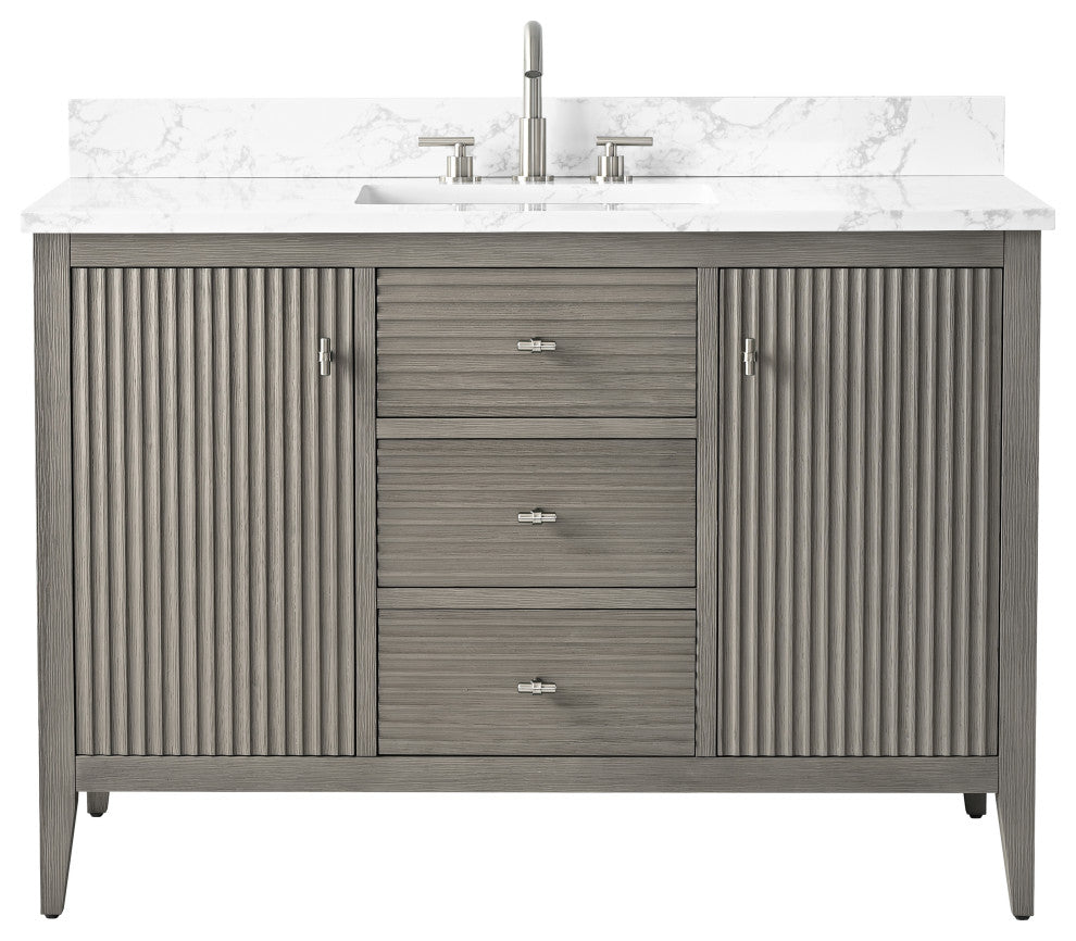 Vanity Art Freestanding Vanity, Driftwood Gray, 48", Single Sink, Brushed Nickel